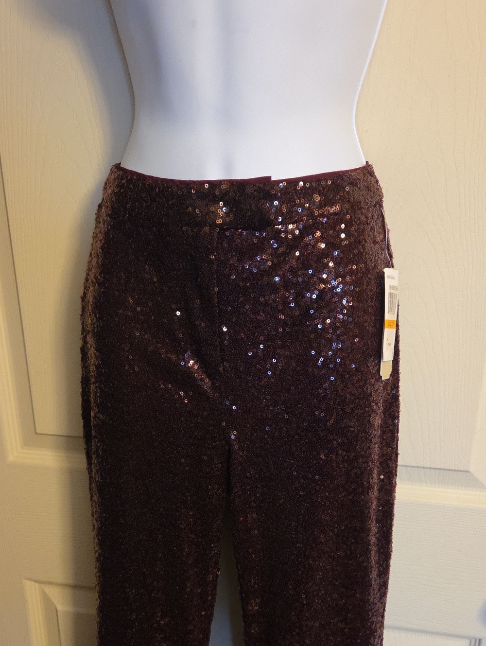 Gianni Bini Brown Sequin Flare Pants Size 7 NWT - Picture 2 of 14